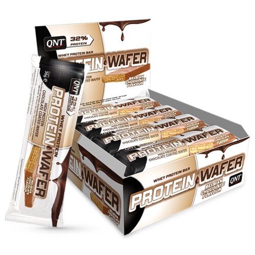 Вафли QNT Protein Wafer Bar, 420 г, шоколад вафли протеиновые со вкусом ванильного йогурта qnt protein wafer bar 12