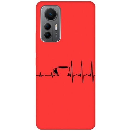 Матовый чехол Coffee Cardiogram для Xiaomi 12 Lite / Сяоми 12 Лайт с 3D эффектом красный матовый чехол heart для xiaomi 12 lite сяоми 12 лайт с 3d эффектом красный