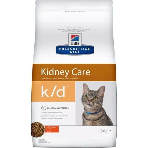 Сухой диетический корм для кошек Hill's, лечение заболеваний почек, профилактика МКБ оксалаты и ураты, 1,5 кг
