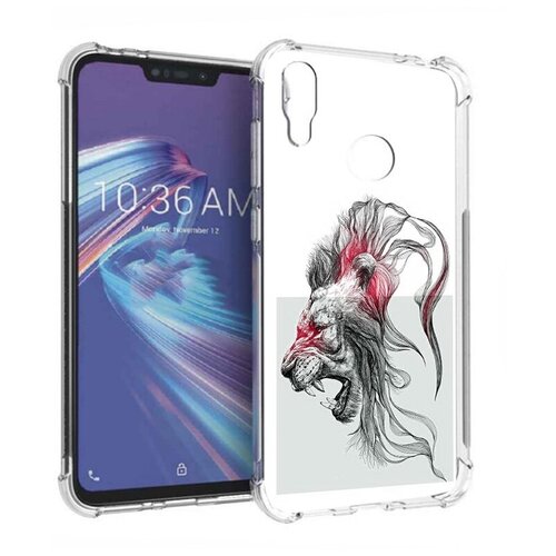 чехол mypads розовый лев для asus zenfone 9 ai2202 задняя панель накладка бампер Чехол задняя-панель-накладка-бампер MyPads разъяренный лев для ASUS Zenfone Max M2 ZB633KL противоударный