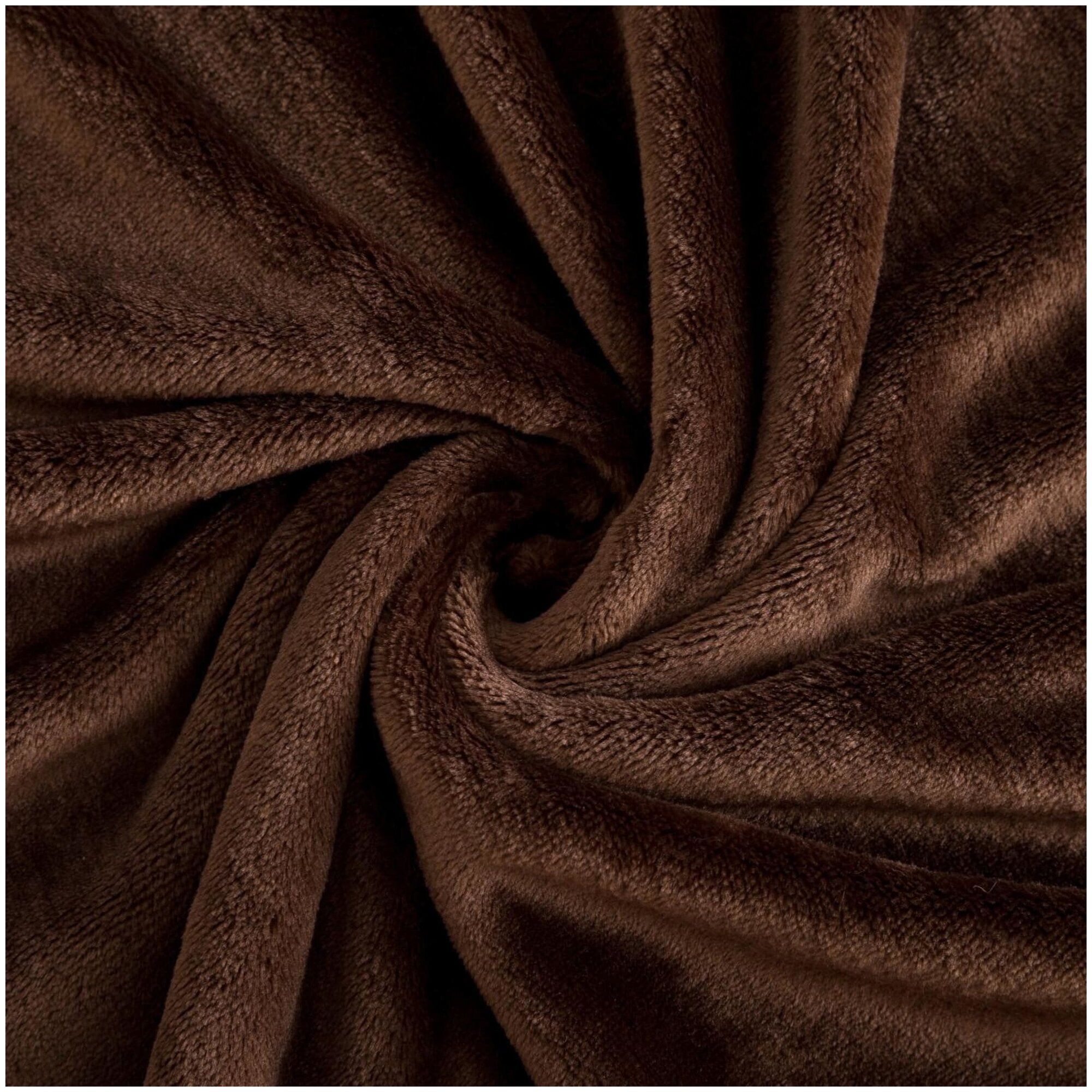 Покрывало велсофт 140х200 шоколад,гладкокрашенный,ENRIKA - фотография № 3