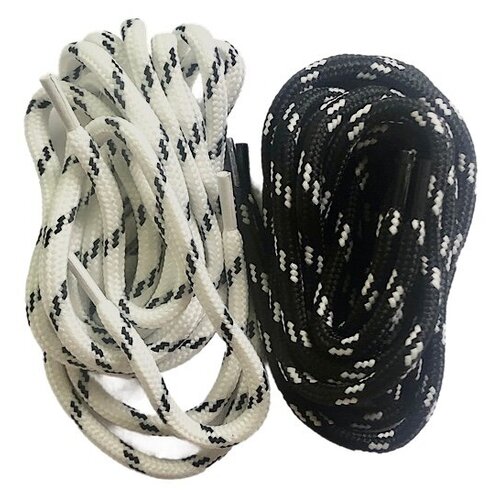 Шнурки для обуви, круглые длина 100см, ширина 1см, 2 пары (4 штуки) белые и черные.