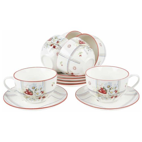 Набор чайных пар фарфоровых на 6 персон 220 мл 