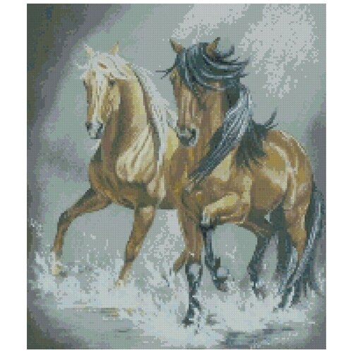 Алмазная мозаика Паутинка Пара лошадей, 40*45 см (ПАУ. М344) алмазная вышивка паутинка м344 пара лошадей