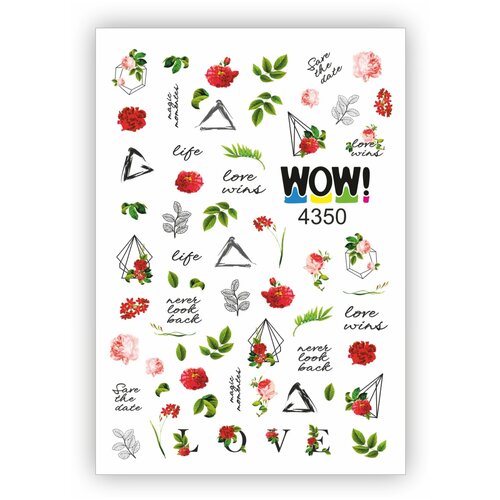 Наклейки для ногтей, слайдеры для маникюра и педикюра. Стиль: 8 марта , цветочки.