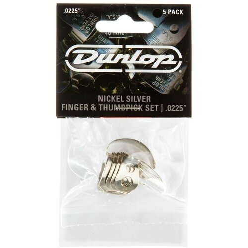 медиаторы dunlop vint xlt wht sv 6 plpk серия винтаж тонкий белый Медиаторы Dunlop 33P0225 Nickel Silver Fingerpick 5Pack