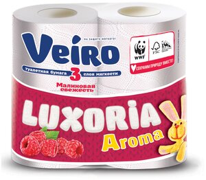 Туалетная бумага Veiro Luxoria Aroma Малиновая свежесть трехслойная 4 шт.