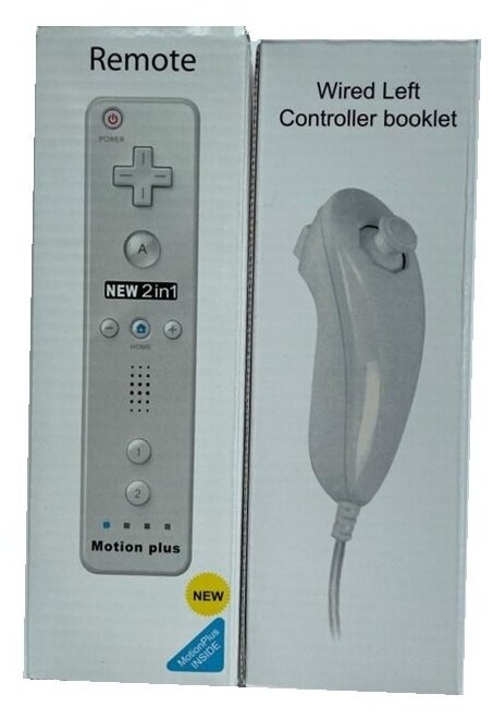 Контроллер Remote Plus Bluetooth + контроллер Nunchuk для консоли Wii/WiiU + накладка