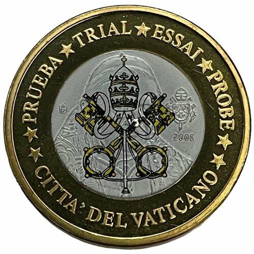 Ватикан 1 евро 2008 г. (Европа) Specimen (Проба) (Цветное покрытие) клуб нумизмат монета 10 евро ватикана 2006 года серебро папа бенедикт xvi