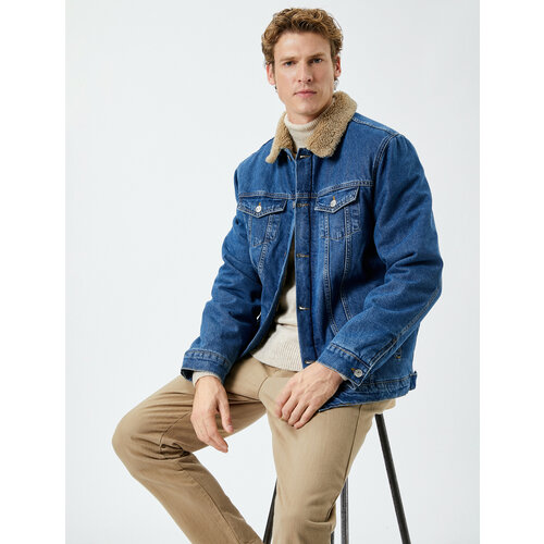 Джинсовая куртка KOTON, размер S, синий джинсовая куртка koton размер s синий