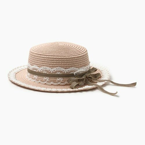шляпа для девочки minaku леди размер 52 54 цвет бежевый Шляпа Minaku, размер 52, розовый, мультиколор