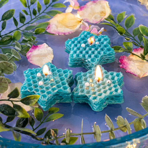 Плавающие свечи из морской волны с синим хлопковым фитилём 330₽