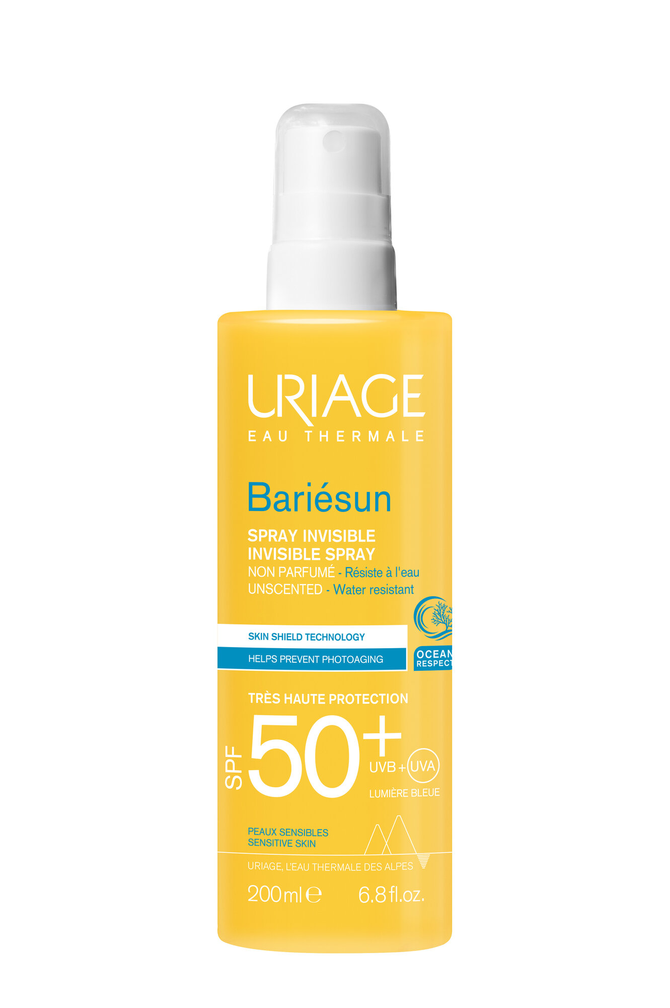 Картинки Солнцезащитный спрей для лица и тела Uriage Bariesun без ароматизаторов SPF 50+, 200 мл