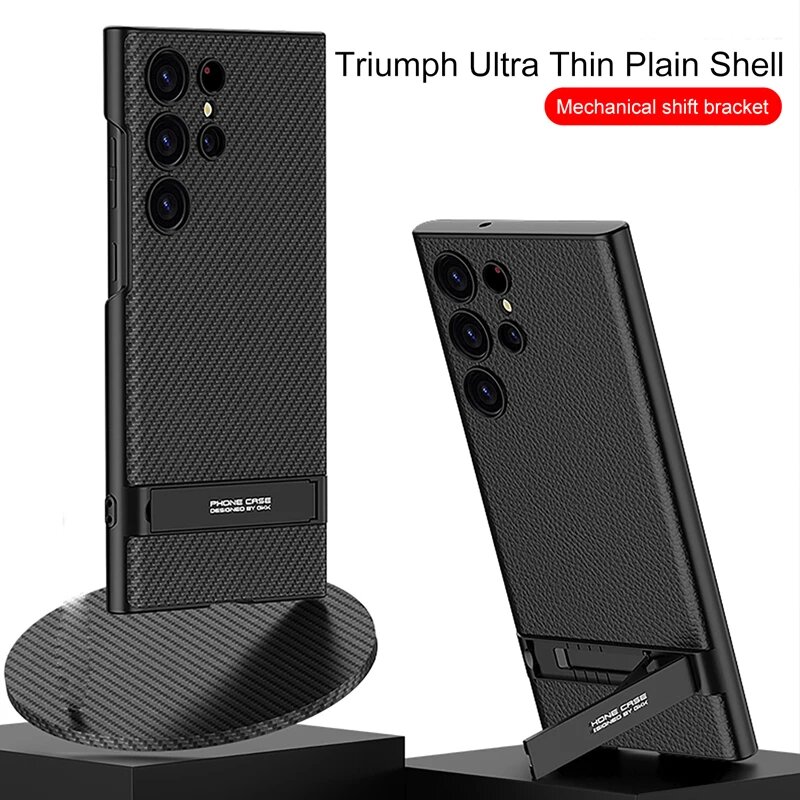 Для Samsung Galaxy S24 Ultra 5G Case GKK Triumph Ulta-тонкий чехол из прочной кожи с подставкой для Galaxy S24 Ultra, green, for Galaxy S24 Ultra — фото 1
