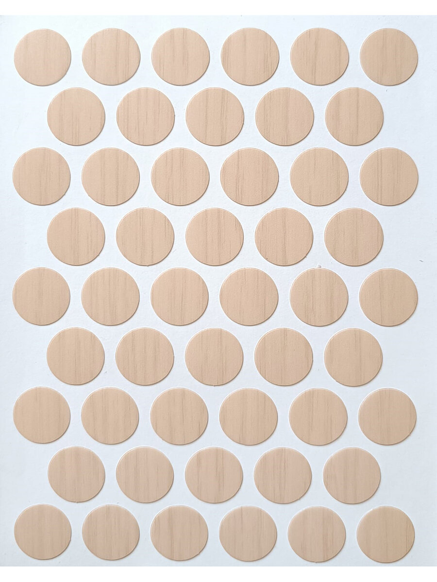 Заглушка мебельная самоклеящаяся цвет дуб светлый D 14мм 3 листа