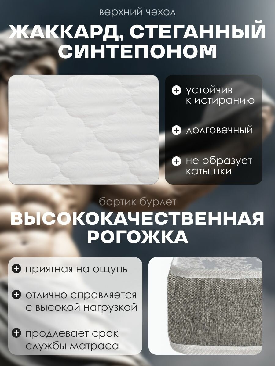 Ортопедический матрас для кровати повышенной плотности и жесткости Титан 90х200 см. Анатомический эффект, беспружинный, односпальный. — фото 1