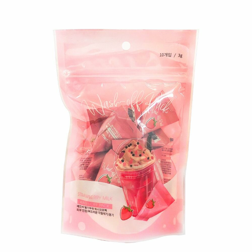 MEDB Набор масок для глубокого очищения кожи лица Strawberry Milk Wash-Off Pack (10 шт)