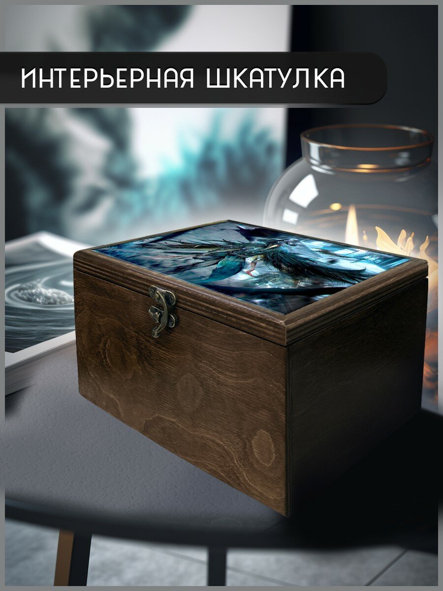 Шкатулка интерьерная для украшений универсальная 22x17x12 см игра Bloodborne (Бладборн, Охотник, Ворона Айлин, соулс, атмосфера, PS) - 2061