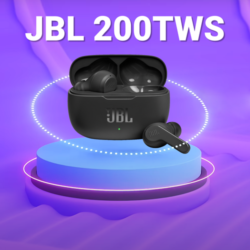 Беспроводные наушники JBL 200TWS Черные С кейсом и проводом 4999₽