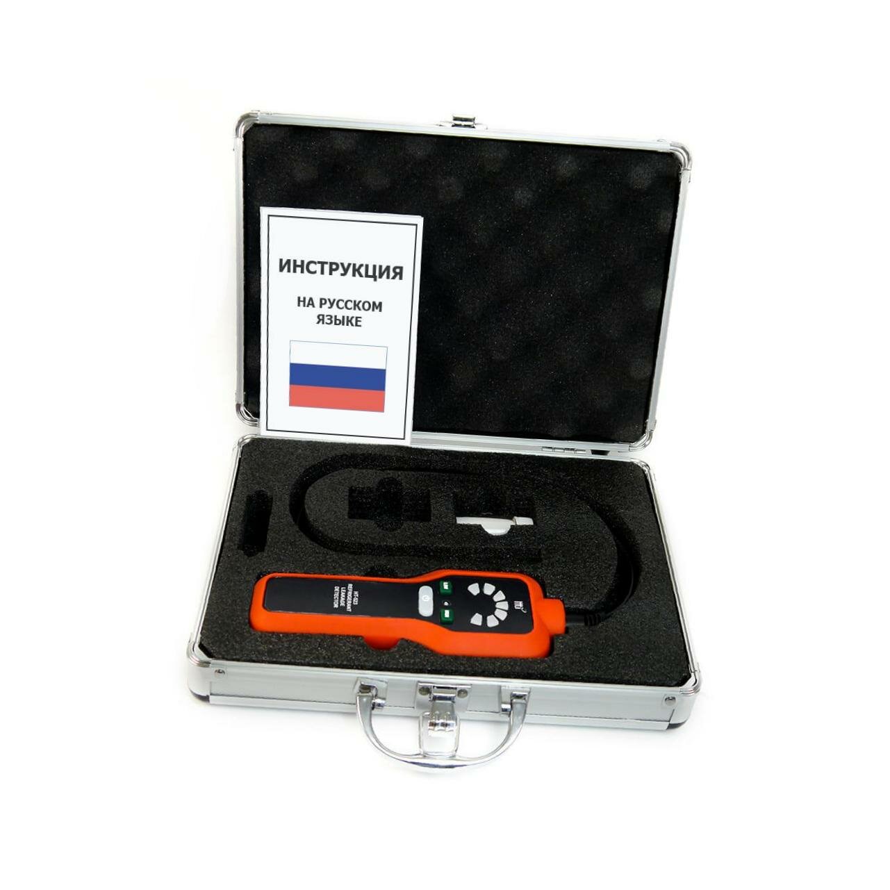 Изображение Детектор утечки газа фреон HTI-Ht 523 (9V), газоанализатор - электронный течеискатель фреона. Трехцветная индикация. Гибкий зонд