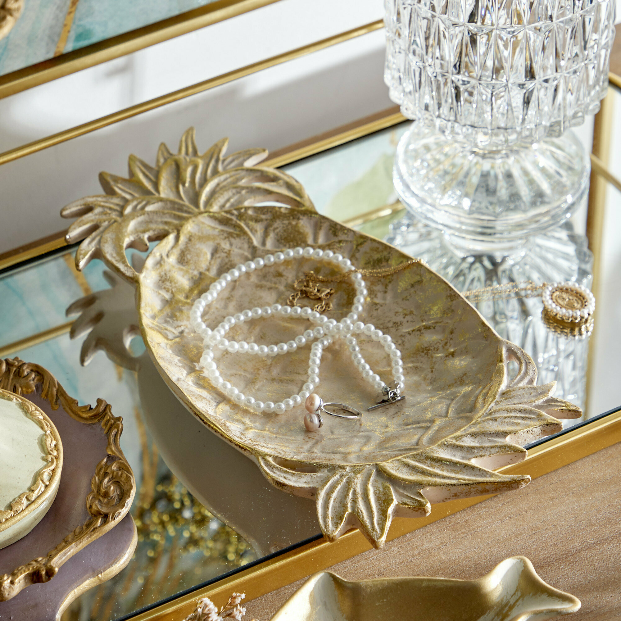 28-593 Блюдо декоративное Ананас 28х14х3см, Полисмолы, Glasar