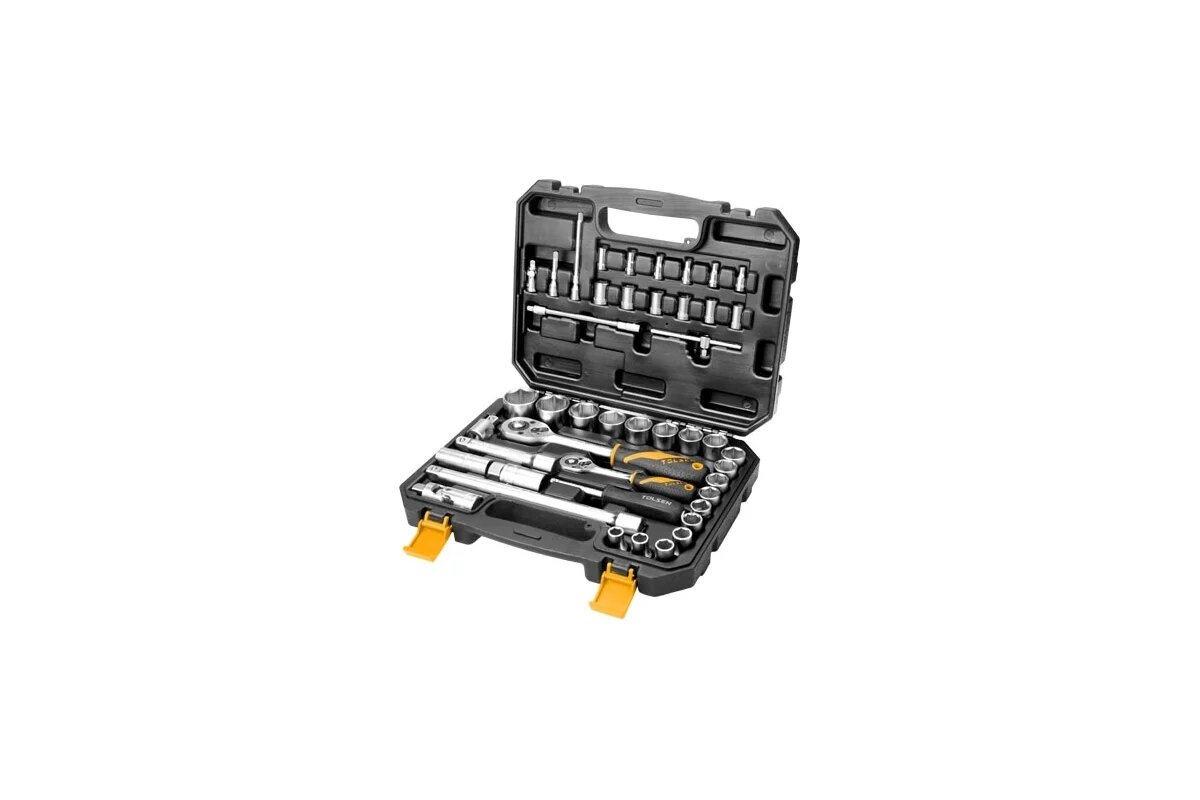 Набор инструментов Tolsen 15142, хромованадиевая сталь, двухкомпонентная рукоятка трещотки, 39 шт