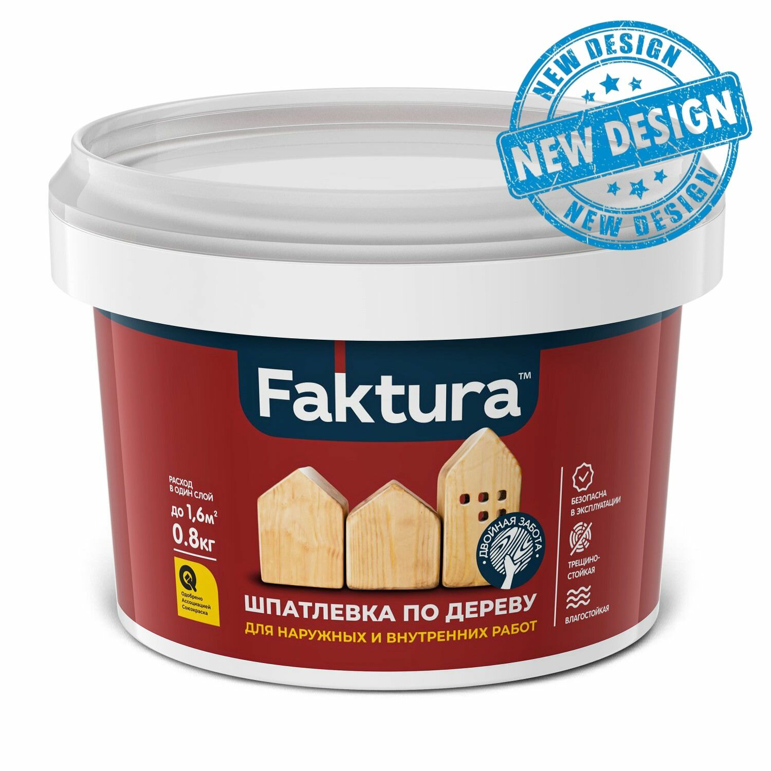 Шпатлевка акриловая по дереву Faktura (0,8кг) белый — фото 1