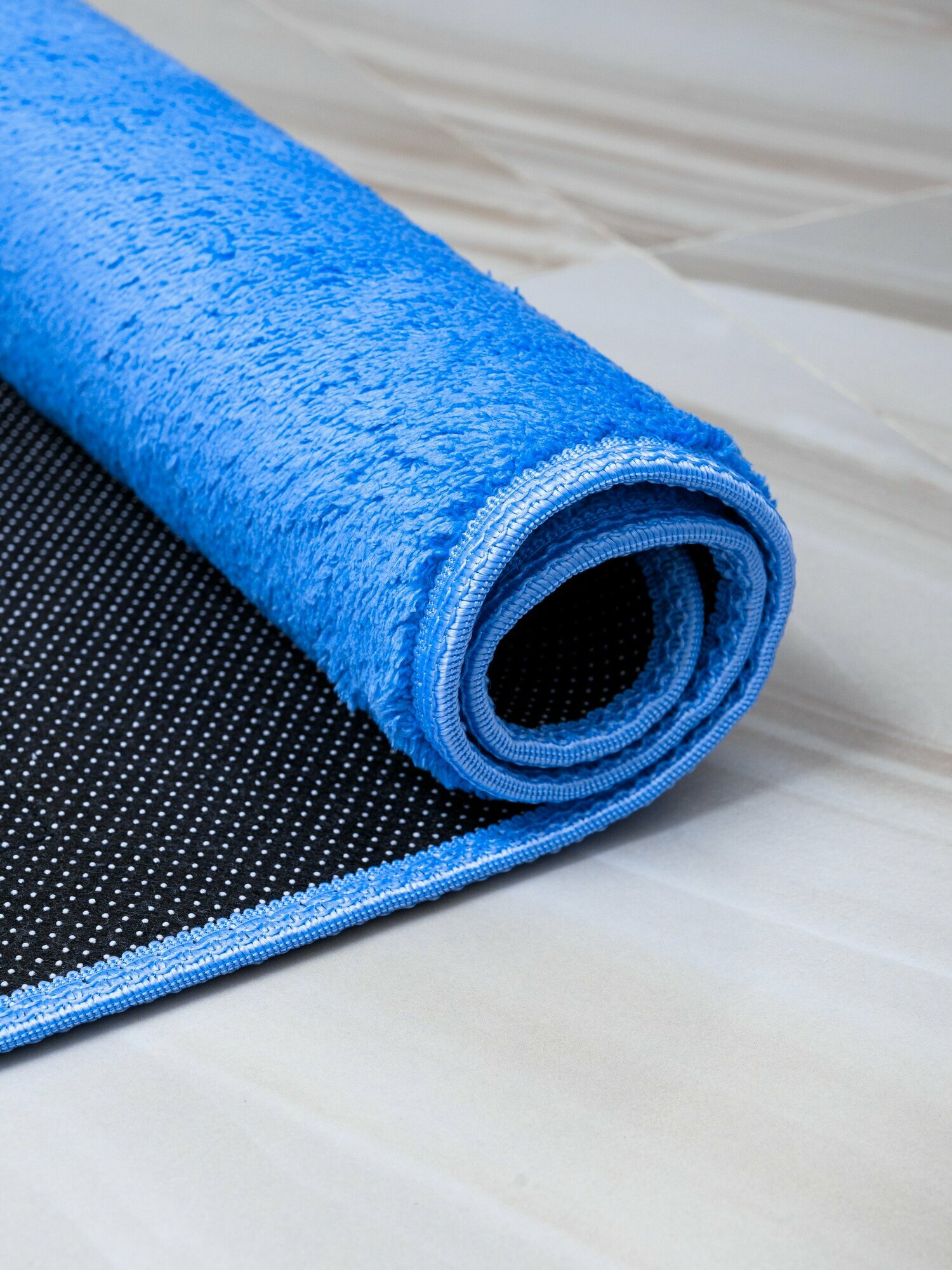 Коврик для ванной комнаты 60х100 голубой, ворс, прямоугольный — фото 1