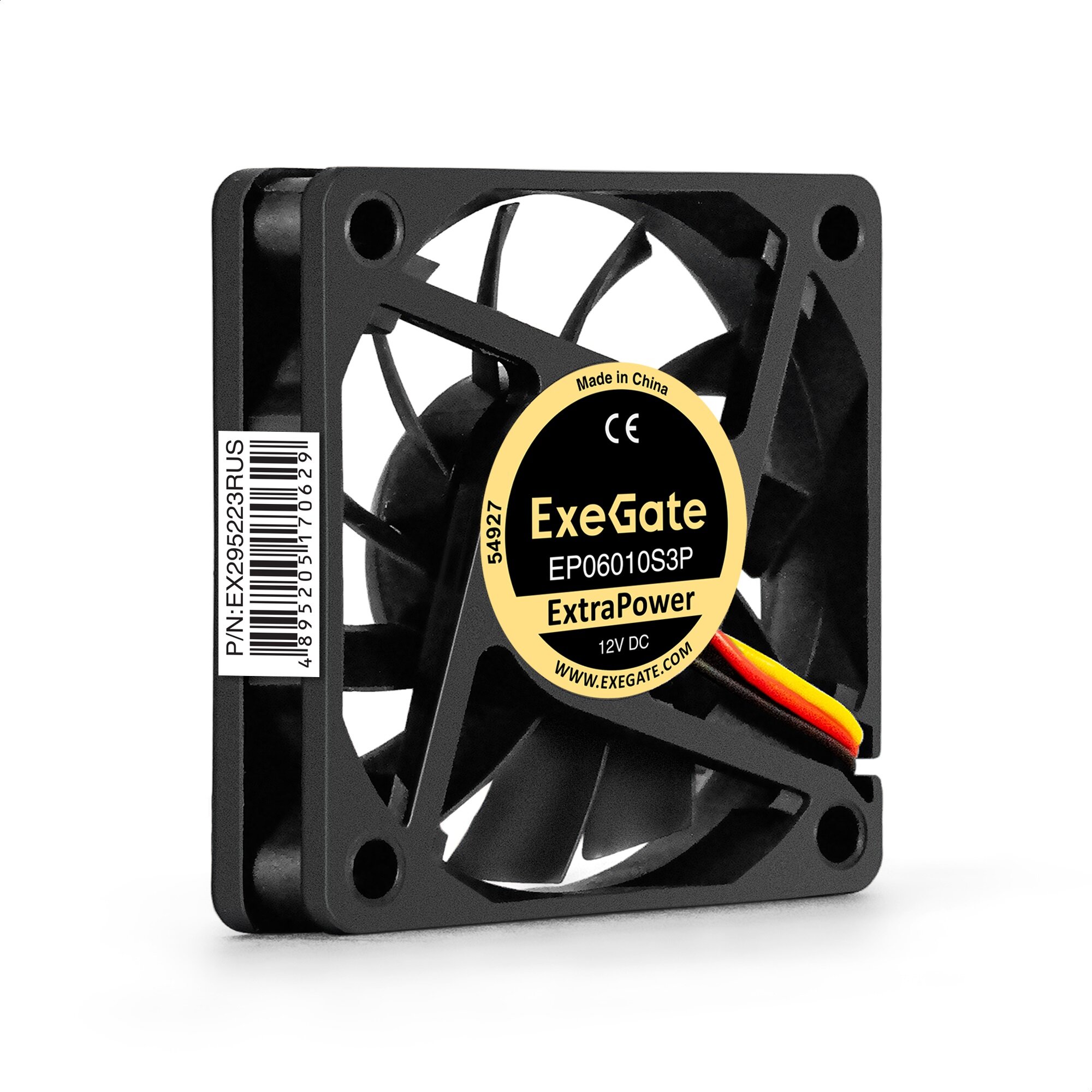 Вентилятор 12В DC ExeGate ExtraPower EP06010S3P (60x60x10 мм Sleeve bearing (подшипник скольжения) 3pin 3000RPM 24dBA) EX295223RUS