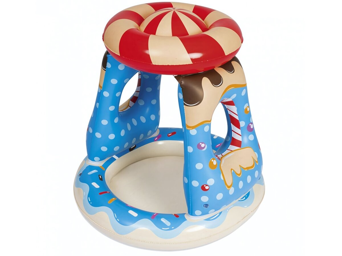 Бассейн надувной детский «Candyville» с навесом от солнца 91х91х89см ПВХ голубой