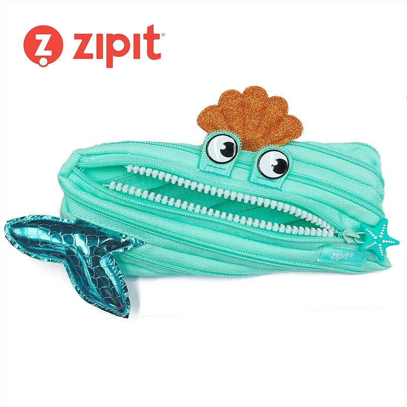 ZIPIT Рыбка Мермаид Зипер Пуши для Стационарных, Макияжа и Солнцезащитных Окуляров - Средний Размер