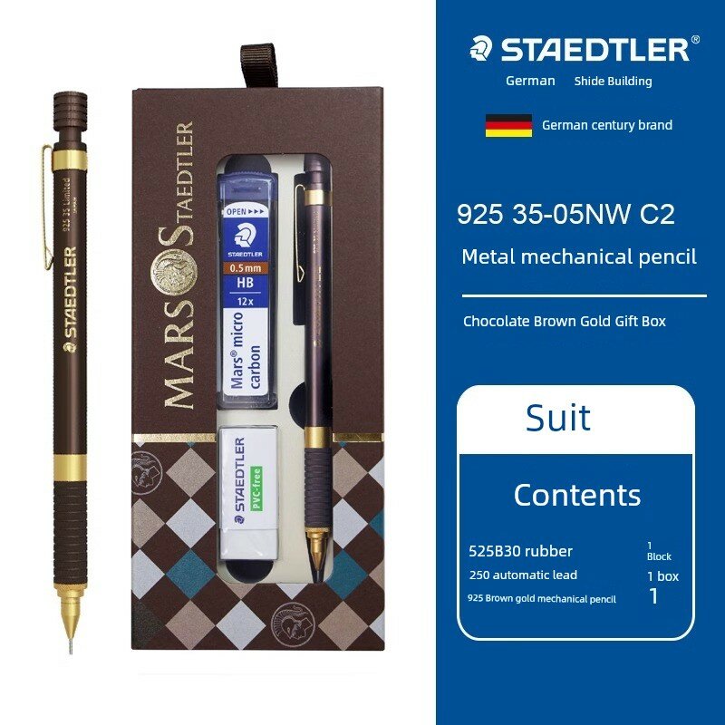 Staedtler 925 Автоматический карандаш 0,5 мм с грифелем HB и ластиком в шоколадно-коричневом золотом ограниченном
