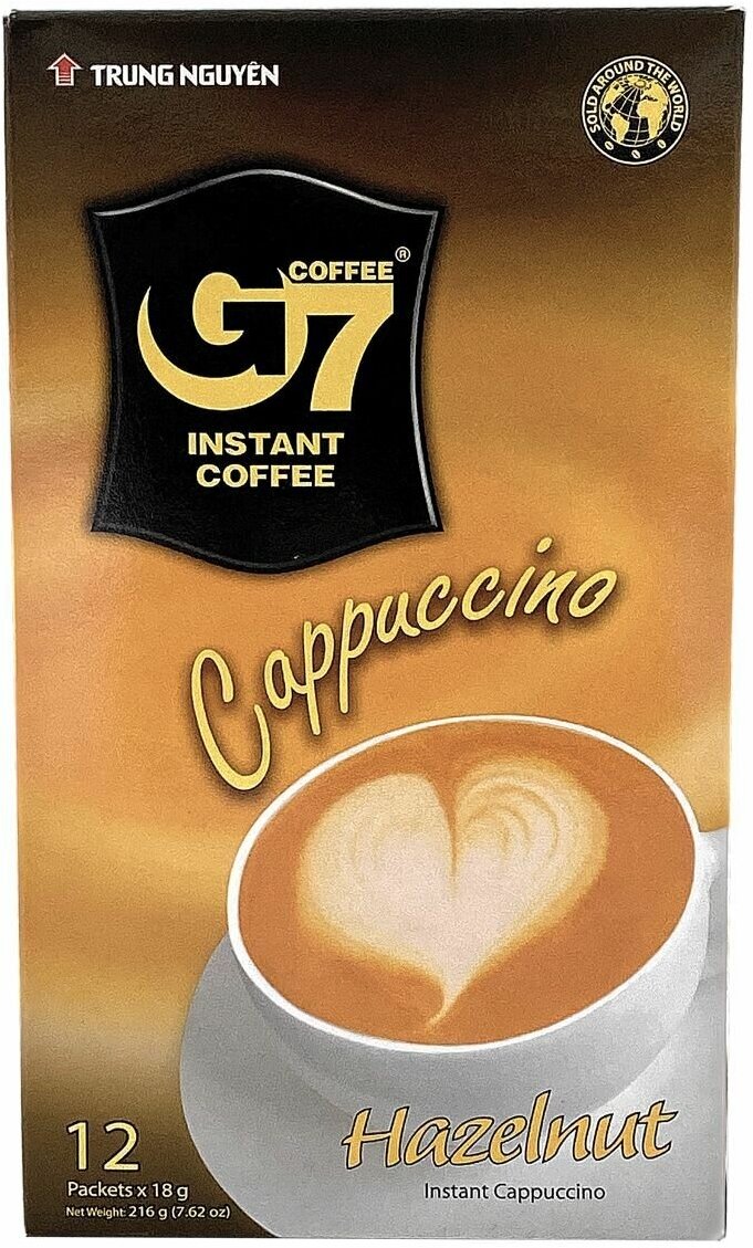 Вьетнамский растворимый кофе G7 Cappuccino Hazelnut (12 шт по 18г) - 216г