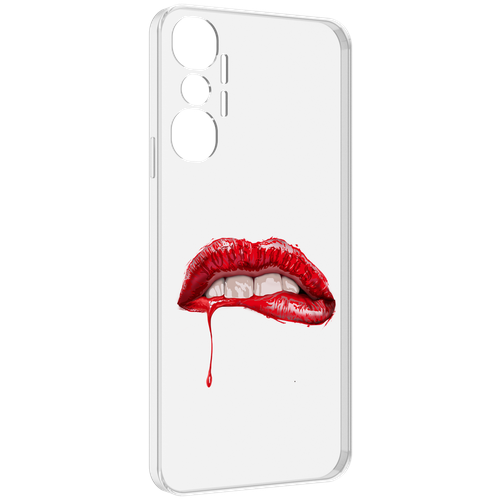 Чехол MyPads яркие красные губы для Infinix Hot 20 4G задняя-панель-накладка-бампер