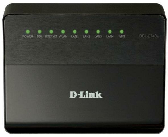 Беспроводной маршрутизатор ADSL D-Link DSL-2740U/R1A 802.11bgn 300Mbps 2.4 ГГц 4xLAN черный