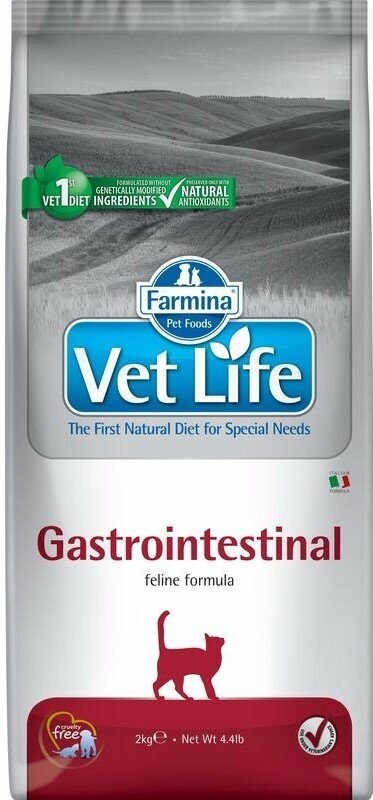 Vet Life Cat Gastrointestinal корм для кошек при патологии ЖКТ Диетический, 2 кг.