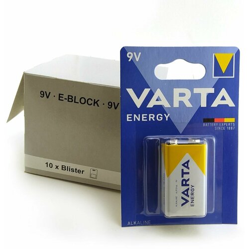 Батарейки (10шт) крона VARTA 6LR61 (4122) Energy 9В щелочные