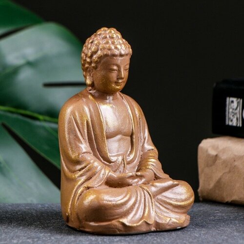 Подставка для благовоний Будда сидит коричневое золото, 12см