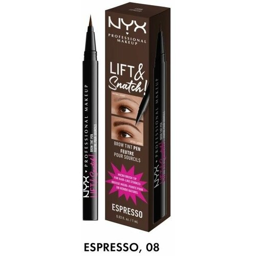 NYX Professional Makeup, Лайнер-тинт для бровей LIFT N SNATCH BROW TINT PEN 08, ESPRESSO