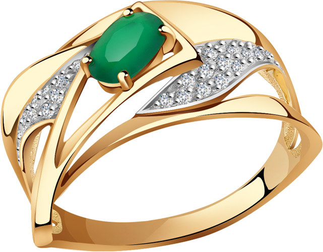 Кольцо Diamant online, золото, 585 проба, фианит, агат