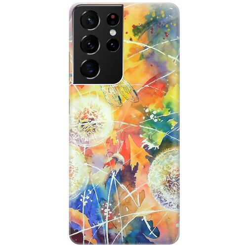 фото Ультратонкий силиконовый чехол-накладка для samsung galaxy s21 ultra с принтом "одуванчики" gosso