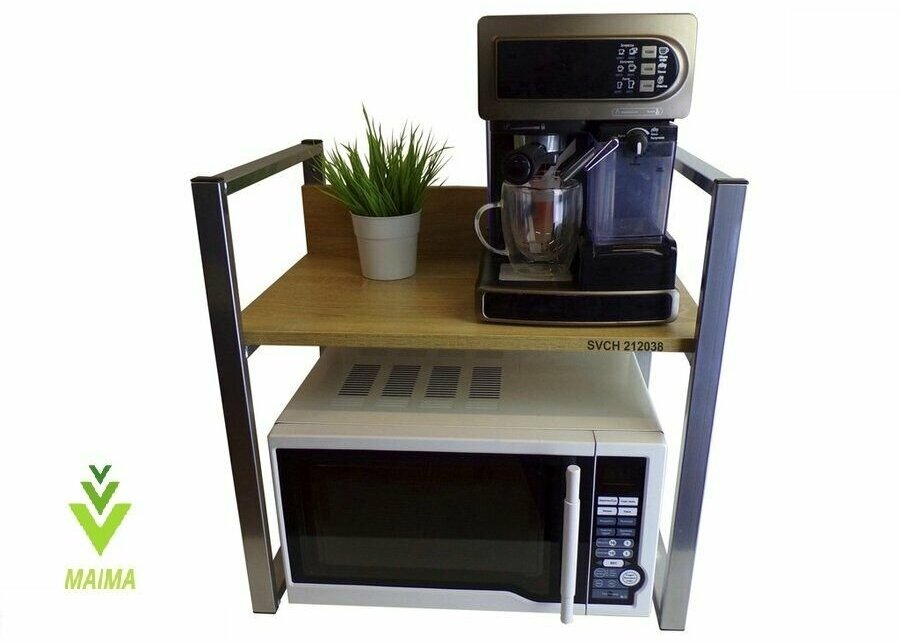 Подставка, полка на стол для микроволновой печи, высота 54см серебристый "MAIMA 212038" 35х54, дуб