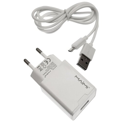 Сетевое зарядное устройство Maimi T7 Smart Charger Kit USB порт + кабель Micro-USB White сетевое зарядное устройство с кабелем micro usb hoco c11 smart черное