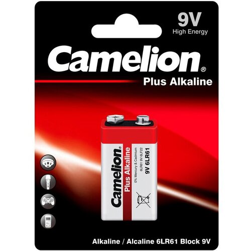 9V Батарейка CAMELION Plus Alkaline 6LR61-BP1, 1 шт. батарейка трофи 6lr61 1bl 6lr61 1 шт c0034928