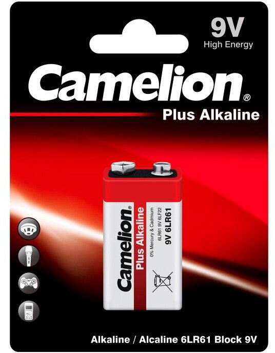 9V Батарейка CAMELION Plus Alkaline 6LR61-BP1 1 шт.