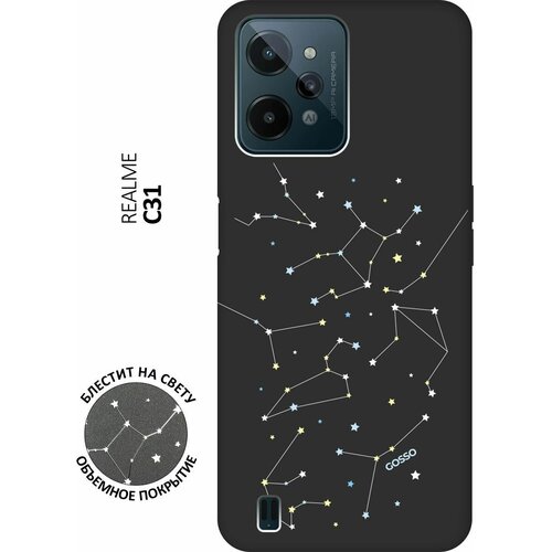 Матовый Soft Touch силиконовый чехол на realme C31, Рилми С31 с 3D принтом Constellations черный матовый soft touch силиконовый чехол на realme c31 рилми с31 с 3d принтом duck swim ring черный