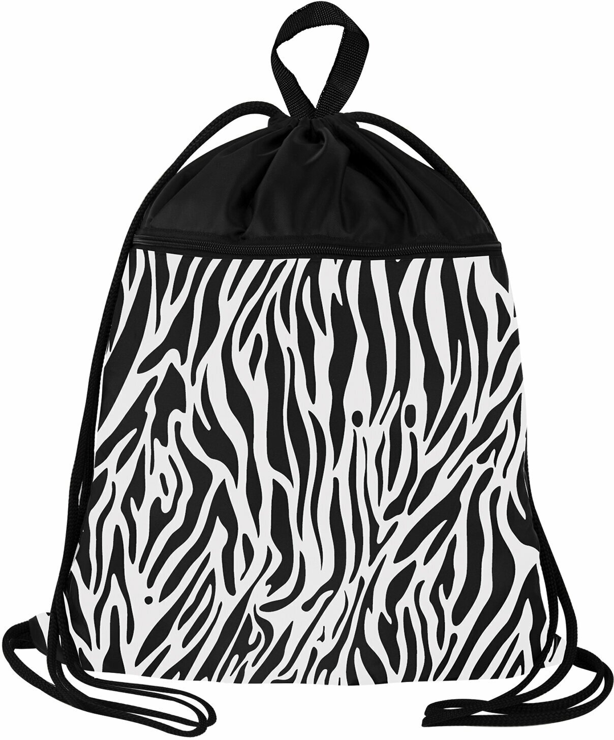 Мешок для обуви Brauberg большой, с ручкой, карман на молнии, сетка, 49х41 см, "Zebra"