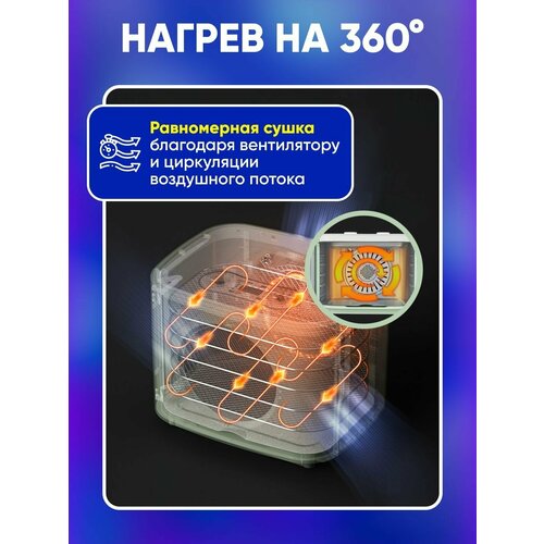 Дегидратор электрическая сушилка для овощей и фруктов зеленая 785400₽