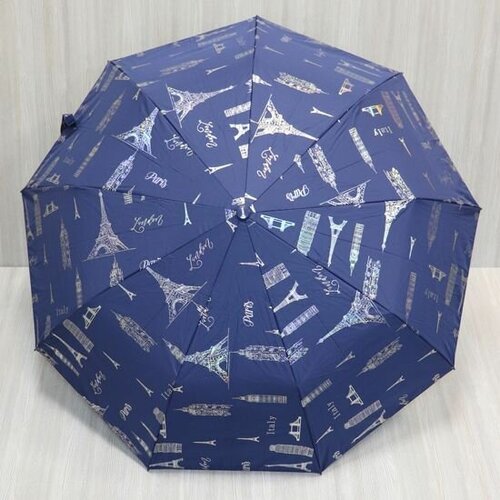 Смарт-зонт Crystel Eden, полуавтомат, 2 сложения, купол 100 см, 9 спиц, система «антиветер», для женщин, голубой