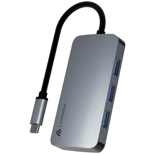 Разветвитель Type-C 5 в 1 USB/PD / USB-Hub / USB - концентратор Lyambda Slim Aluminum LC118 Gray разветвитель lyambda lc118 type c 5 в 1 usb pd hub